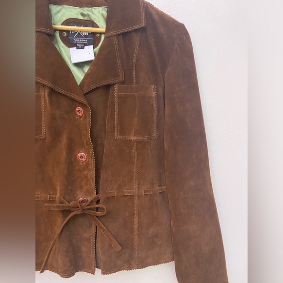 Maxium Wilsons Brown Suede Blazer Jacket Tie Waist Sz M - Picture 4 of 7